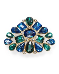 Bold colored stones are in full bloom on this clustered pin from Carolee, designed in celebration of the brand's 40 year anniversary. Bold colored stones are in full bloom on this clustered pin from Carolee, designed in celebration of the brand's 40 year anniversary.