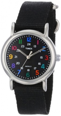 Timex Women's T2N869 Weekender Slip-Thru Black Nylon Strap Watch Timex Women's T2N869 Weekender Slip-Thru Black Nylon Strap Watch