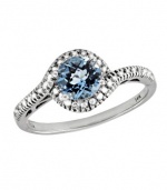 Effy Jewlery 14K White Gold Blue Topaz and Diamond Ring, .91 TCW Ring size 7