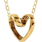 CleverEve Designer Series 14K Yellow Gold Children's Ribbon Heart Youth Pendant Necklace w/ 15 Chain CleverEve Designer Series 14K Yellow Gold Children's Ribbon Heart Youth Pendant Necklace w/ 15 Chain