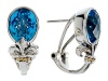 Balissima By Effy Collection Sterling Silver and 18k Yellow Gold Fleur de Lis Blue Topaz Earrings