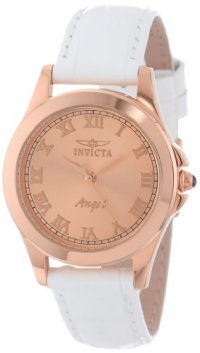 Invicta Women's 14806 Angel Rose Gold Dial White Leather Interchangeable Strap Watch Set Invicta Women's 14806 Angel Rose Gold Dial White Leather Interchangeable Strap Watch Set