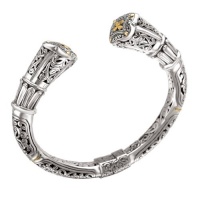 925 Silver Filigree Cross Design Cuff Bracelet with 18k Gold Accents 925 Silver Filigree Cross Design Cuff Bracelet with 18k Gold Accents