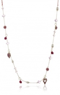 Betsey Johnson Hanging Hearts Boost Crystal Heart Long Necklace, 38