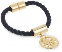 Anne Klein Roped In Gold-Tone Lion Icon Charm Navy Rope Bracelet Anne Klein Roped In Gold-Tone Lion Icon Charm Navy Rope Bracelet