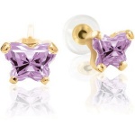 CleverEve Designer Series 14K Yellow Gold CZ June Birthstone Youth Earrings w/ Safety Backs & Box CleverEve Designer Series 14K Yellow Gold CZ June Birthstone Youth Earrings w/ Safety Backs & Box