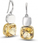 CleverEve Luxury Series 14K Yellow Gold & Rhodium Plated Silver Frenchwire Earrings w/ Prong Set Cushion Cut Natural Citrine Stones 6.82 ct. tw. CleverEve Luxury Series 14K Yellow Gold & Rhodium Plated Silver Frenchwire Earrings w/ Prong Set Cushion Cut Natural Citrine Stones 6.82 ct. tw.