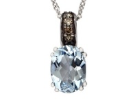 Effy Collection 14k White Gold Diamond And Aquamarine Pendant Effy Collection 14k White Gold Diamond And Aquamarine Pendant