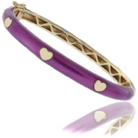 Lily Nily 18k Gold Overlay Metallic Purple Enamel Hearts Bangle Lily Nily 18k Gold Overlay Metallic Purple Enamel Hearts Bangle