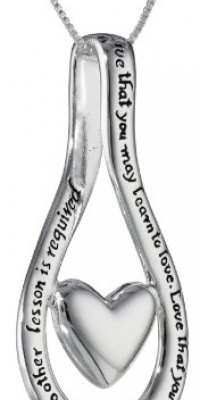 Sterling Silver Live That You May Learn To Love. Love That You May Learn To Live. No Other Lesson Is Required Heart Pendant Necklace, 18 Sterling Silver Live That You May Learn To Love. Love That You May Learn To Live. No Other Lesson Is Required Heart Pendant Necklace, 18