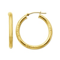 Duragold 14k Yellow Gold Diamond-Cut Hoop Earrings, (1.1 Diameter) Duragold 14k Yellow Gold Diamond-Cut Hoop Earrings, (1.1 Diameter)