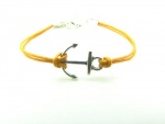 Antique Vintage Silver Small Anchor Bracelet with Yellow Rope Adjustable Cuff Bracelet Vintage Bracelet 991s