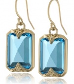 Mizuki 14k Yellow Gold and Emerald-Cut Blue Topaz Earrings