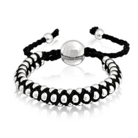 Bling Jewelry Silver Plated Beads Black Woven Adjustable Friendship Bracelet Bling Jewelry Silver Plated Beads Black Woven Adjustable Friendship Bracelet