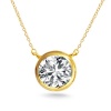 14KT Gold Solitaire CZ Pendant Necklace - 925 Sterling Silver Round 6mm Cubic Zirconia, Perfect Gift