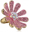 Betsey Johnson Flower Boost Pave Flower Stretch Ring, Size 7.5