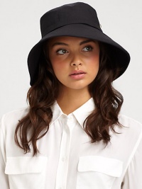 Wide brim bucket hat features an adjustable inner band for a perfect fit.48% cotton/49% nylon/3% elastaneAdjustable inner bandBrim, about 3Cotton linedHand washImported Wide brim bucket hat features an adjustable inner band for a perfect fit.48% cotton/49% nylon/3% elastaneAdjustable inner bandBrim, about 3Cotton linedHand washImported