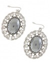 TRENDY FASHION OVAL PEARL CRYSTAL FRAME EARRINGS BY FASHION DESTINATION | (Black/Pearl)