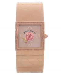 As pretty as your favorite bracelet, this Betsey Johnson bangle watch gleams in rose-gold hues and floral accents. As pretty as your favorite bracelet, this Betsey Johnson bangle watch gleams in rose-gold hues and floral accents.