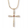 Simulated Birthstone Cross Pendant and Necklace in Yellow Gold Tone 18- July- Simulated Ruby