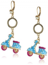 Betsey Johnson Color Me Betsey Light Blue Polka Dot Vespa Drop Earrings Betsey Johnson Color Me Betsey Light Blue Polka Dot Vespa Drop Earrings