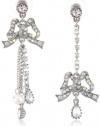 Betsey Johnson Stone & Pearl Crystal Bow Mismatch Drop Earrings