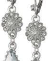 Betsey Johnson Stone & Pearl Crystal Teardrop and Flower Double Drop Earrings