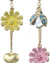 Betsey Johnson Flower Boost Pave Flower and Crystal Bug Mismatch Drop Earrings