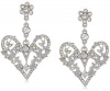 Betsey Johnson Stone & Pearl Crystal Heart Drop Earrings