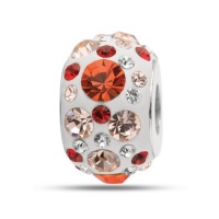 Orange Kaleidoscope Crystal Bead In Sterling Silver Orange Kaleidoscope Crystal Bead In Sterling Silver