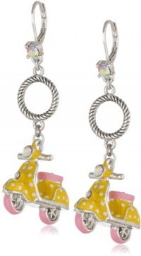 Betsey Johnson Color Me Betsey Yellow Polka Dot Vespa Drop Earrings