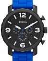 Fossil Men's JR1426 Nate Chronograph Blue Silicone Watch