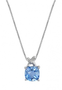 Effy Jewlery 14K White Gold Blue Topaz and Diamond Pendant, 1.61 TCW