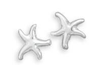 Small Polished Sterling Silver Starfish Stud Earrings Small Polished Sterling Silver Starfish Stud Earrings