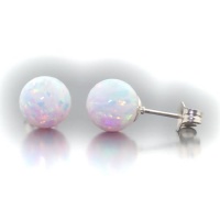 8mm Australian Fiery White Opal Ball Stud Post Earrings Solid 925 Sterling Silver 8mm Australian Fiery White Opal Ball Stud Post Earrings Solid 925 Sterling Silver