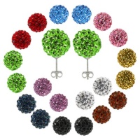 12mm Round Multi-Color Pave Crystal Disco Ball Stud Earrings