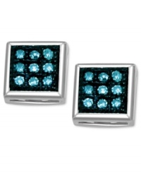 These sparkling studs are super cute. Crafted in sterling silver, single-cut blue diamond accents bring the shine. Approximate diameter: 1/5 inch. These sparkling studs are super cute. Crafted in sterling silver, single-cut blue diamond accents bring the shine. Approximate diameter: 1/5 inch.