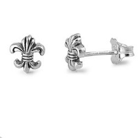 Sterling Silver 7mm Fleur De Lis Stud Earrings