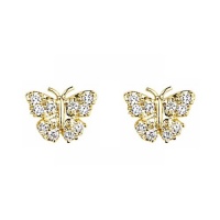14k Gold Plated Butterfly CZ Children Stud Earrings with Screw-back 14k Gold Plated Butterfly CZ Children Stud Earrings with Screw-back