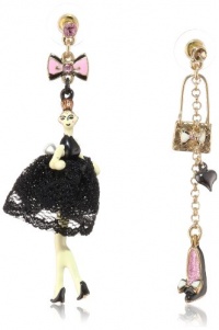 Betsey Johnson Paris is Always a Good Idea Paris Girl and Purse Mismatch Drop Earrings Betsey Johnson Paris is Always a Good Idea Paris Girl and Purse Mismatch Drop Earrings