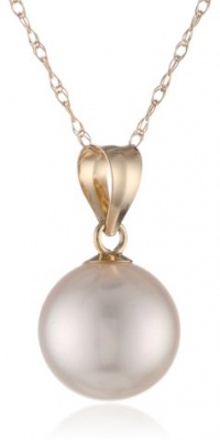 14k Yellow Gold and White AA-Grade Akoya Cultured Pearl (8.5-9 mm) Pendant Necklace, 18 14k Yellow Gold and White AA-Grade Akoya Cultured Pearl (8.5-9 mm) Pendant Necklace, 18
