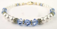 Damali Gold Filled and Vermeil Swarovski Elements September Birthstone Sapphire Color Crystal Beads and Freshwater Cultured Pearl Bracelet Damali Gold Filled and Vermeil Swarovski Elements September Birthstone Sapphire Color Crystal Beads and Freshwater Cultured Pearl Bracelet