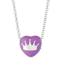 Purple Enamel Crown Sweethearts Sterling Silver Necklace, 16 Inch Purple Enamel Crown Sweethearts Sterling Silver Necklace, 16 Inch