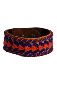 Fiona Paxton Womens Blue Orange Freddi Beaded Leather Cuff Bracelet Fiona Paxton Womens Blue Orange Freddi Beaded Leather Cuff Bracelet
