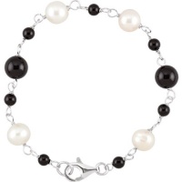 CleverEve 2014 Designer Series Sterling Silver Black Onyx Beads & Freshwater Cultured Pearl Bracelet 7.5 CleverEve 2014 Designer Series Sterling Silver Black Onyx Beads & Freshwater Cultured Pearl Bracelet 7.5