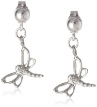 Sterling Silver Pre-Teen Diamond Drop Dragonfly Earrings Sterling Silver Pre-Teen Diamond Drop Dragonfly Earrings