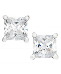 B. Brilliant Sterling Silver Earrings, Square Cubic Zirconia Studs B. Brilliant Sterling Silver Earrings, Square Cubic Zirconia Studs