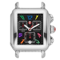 Michele Deco Day Carousel Watch Black w/Multi Colors Dial Chronograph MW06P00A0946 with Black/Silver Leather Band MS18AA430526 Michele Deco Day Carousel Watch Black w/Multi Colors Dial Chronograph MW06P00A0946 with Black/Silver Leather Band MS18AA430526