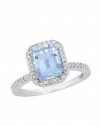 Effy Jewlery 14K White Gold Aquamarine & Diamond Ring, 1.66 TCW Ring size 7