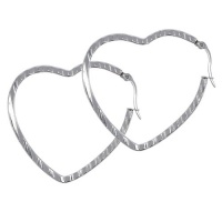 2 Inches Stainless Steel High Shine Silver Tone Heart Shape Hoops Earrings 2 Inches Stainless Steel High Shine Silver Tone Heart Shape Hoops Earrings